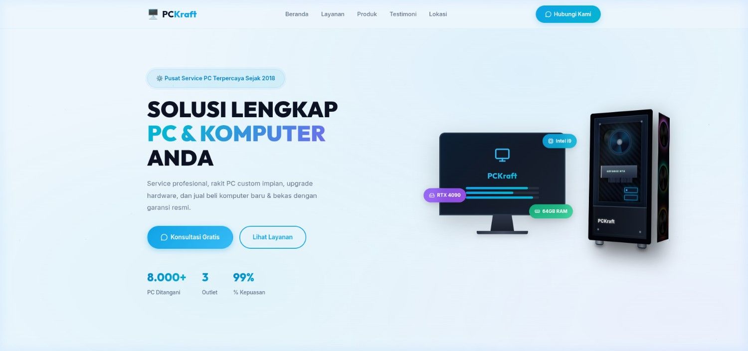 PCKraft — Service, Rakit & Upgrade PC Terpercaya